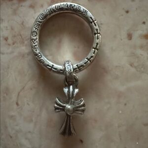 Authentic Chrome Hearts NTFL baby fat Silver Cross Pendant Ring